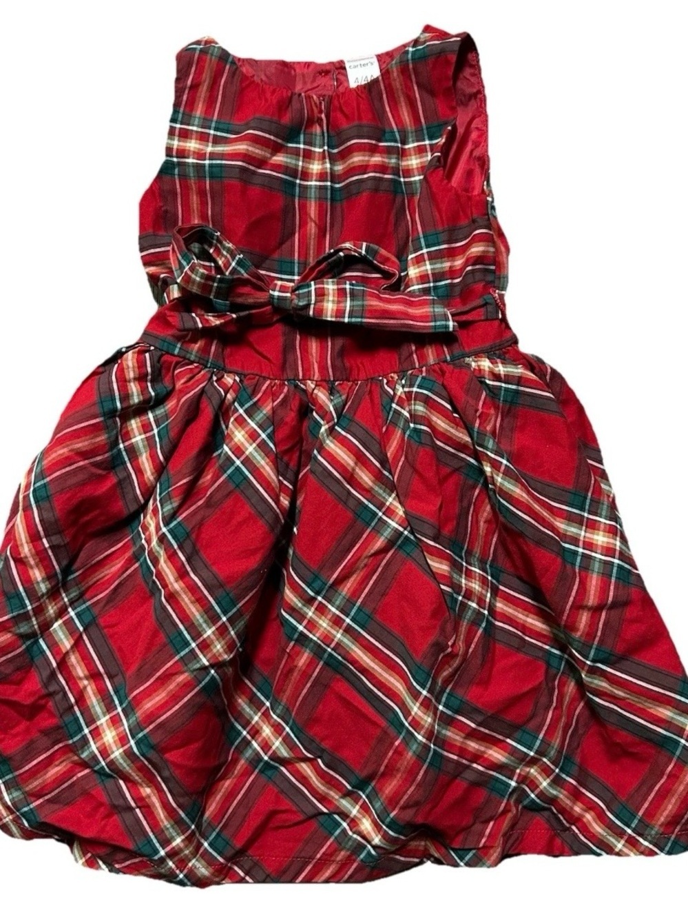 Toddler Girl Red Green Christmas Holiday Dress Size 4T Bow